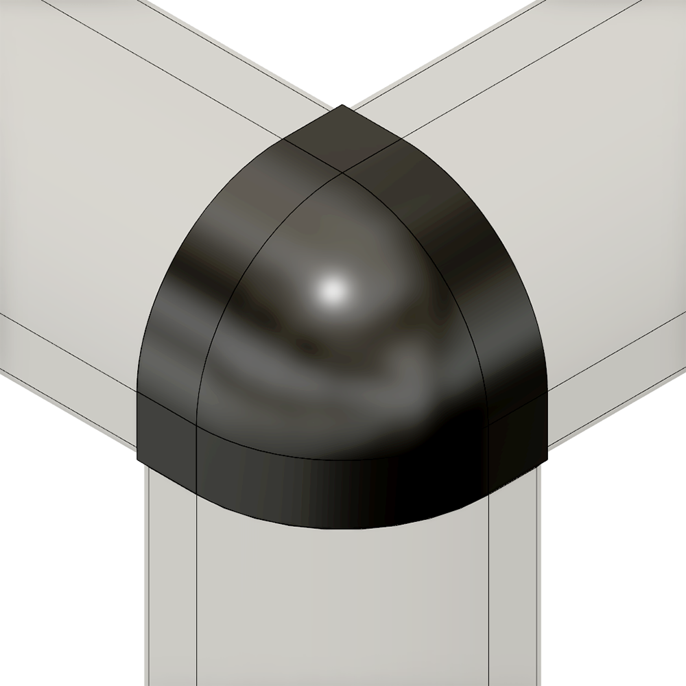 60-260-1 MODULAR SOLUTIONS PART<br>END CAP FOR 3-WAY BODY CONNECTION, ROUND, BLACK, USED WITH 40-010-1